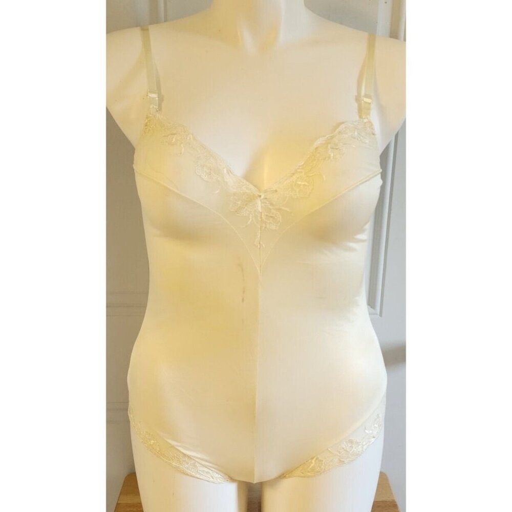 Vintage Sears Womenâs Camisole Cami Full Body Snaps Silkyâ Nylon Satin Lace Sz L